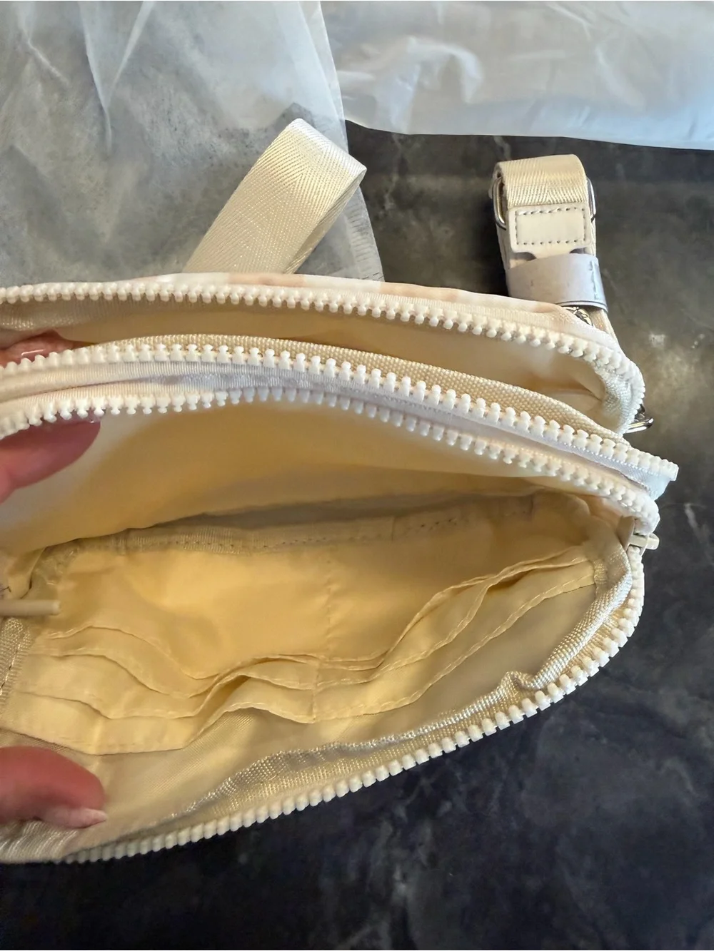 New Emmafy tan checkered crossbody/wristlet bag